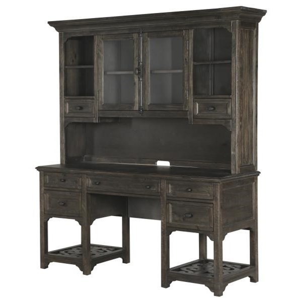 Magnussen Home Bellamy Traditional Desk and Hutch with Glass Doors